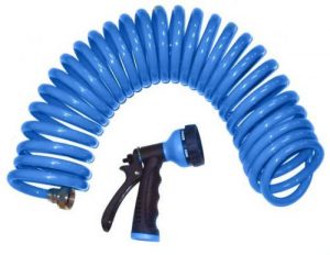 coiled garden hose