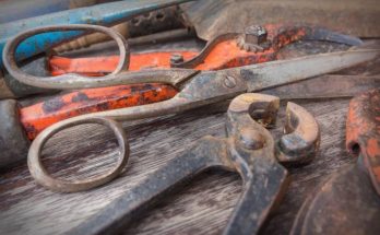 rusted gardening tools