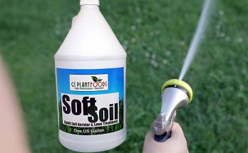 spraying lawn with liquid aerator
